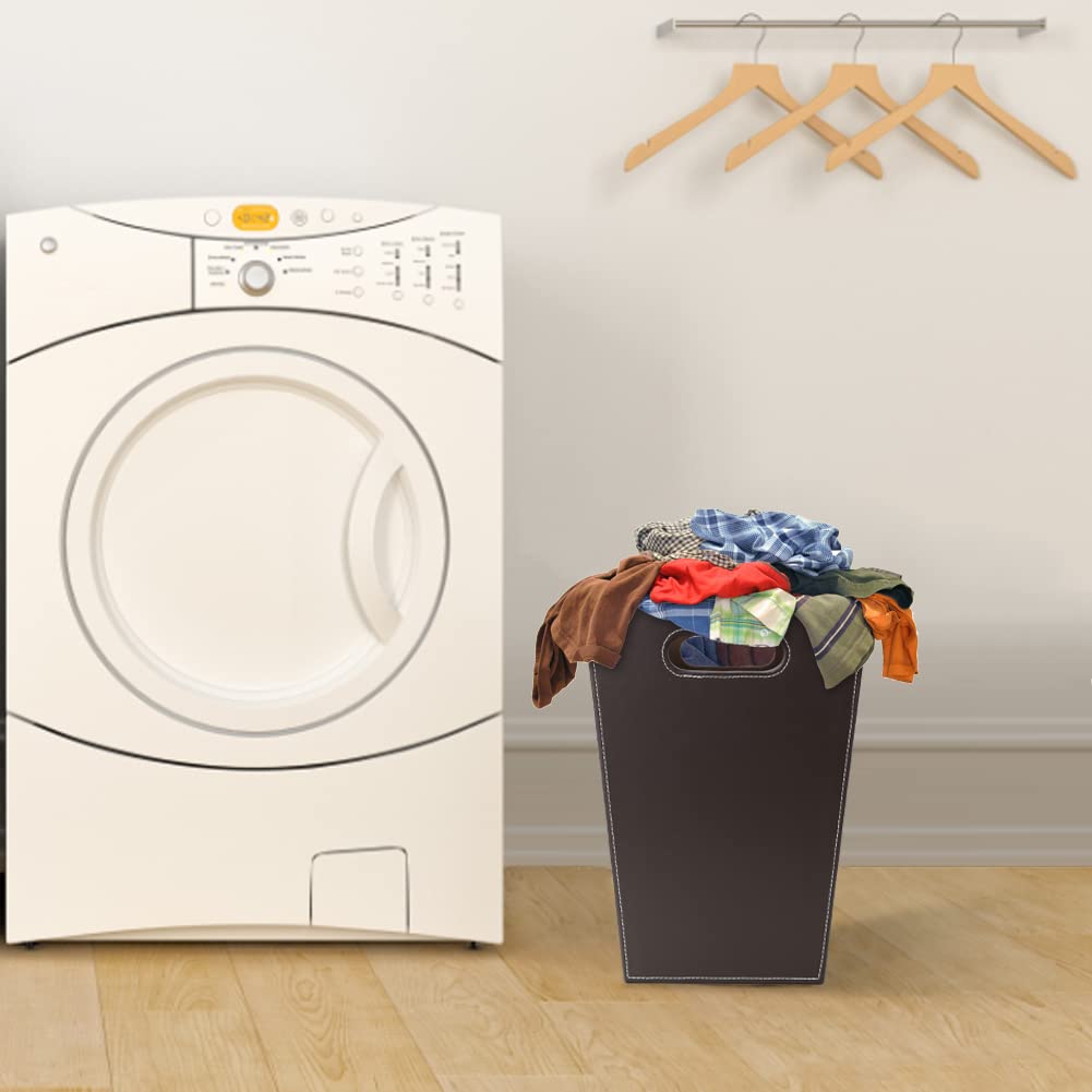 KINGFOM™ Klassisch Leder Papierkorb für Büro/Badezimmer/küche/Schlafzimmer (Platz-Braun), Platz-Brau