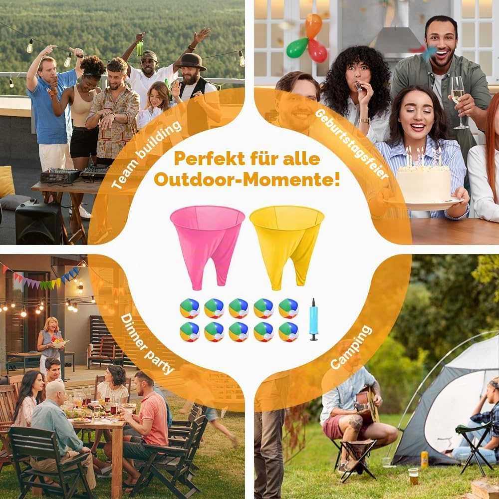 Granny Pants Wurfspiel, 2 Stück Granny Pants Yard Game Set, Oma Hosen Spiel mit 10 Hüpfbällen und 1