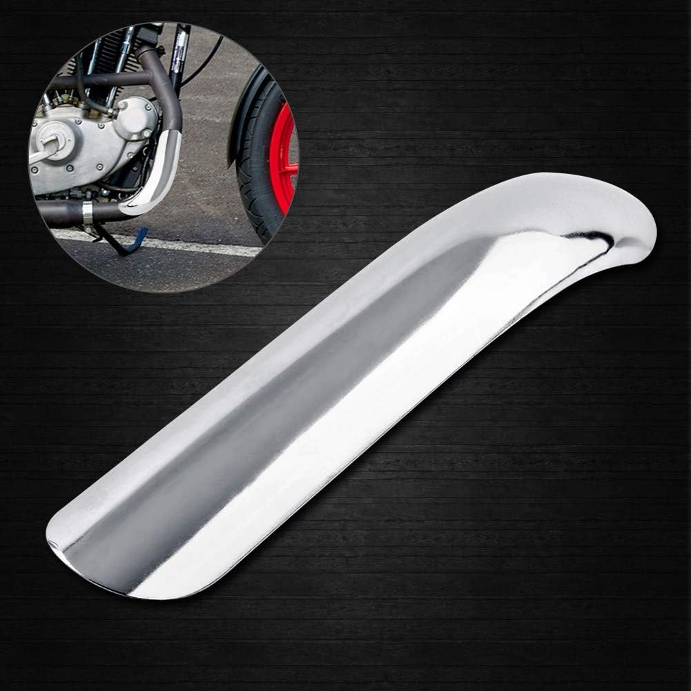 Keenso Motorrad Auspuff Schalldämpfer Hitzeschild Stahl Kurven Auspuff Rohr Abdeckung(Silber), Silbe
