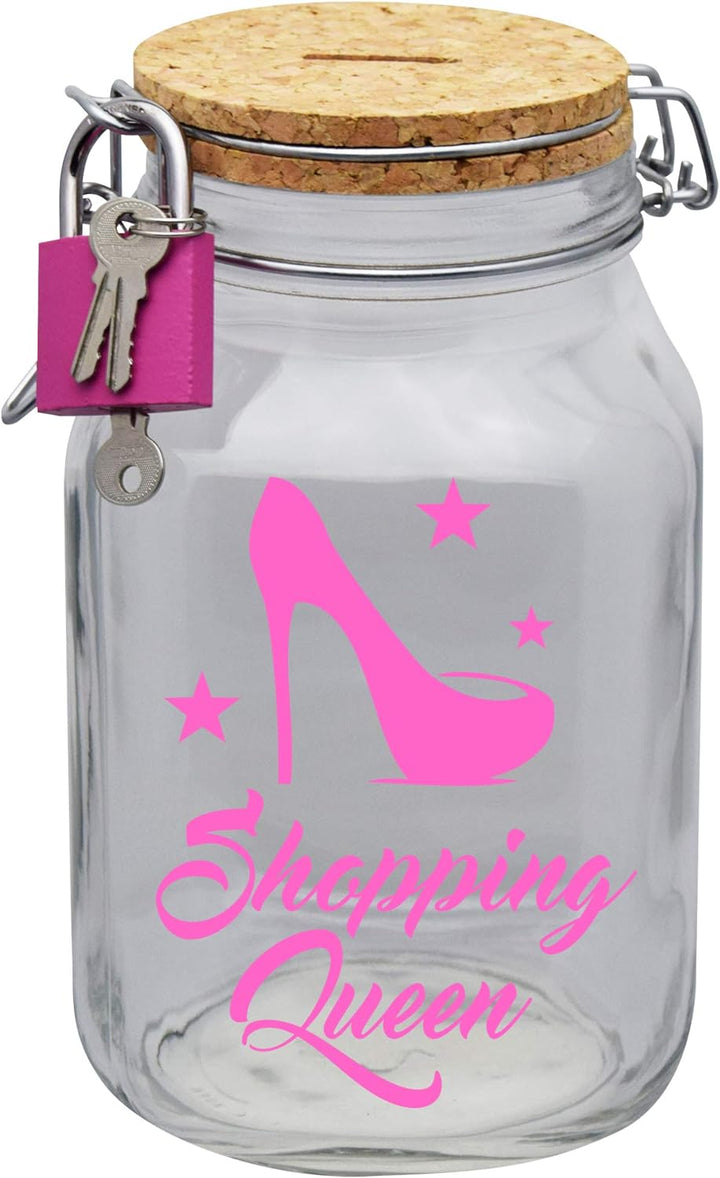 Spardose Shopping Queen Geld Geschenk Idee Transparent XL