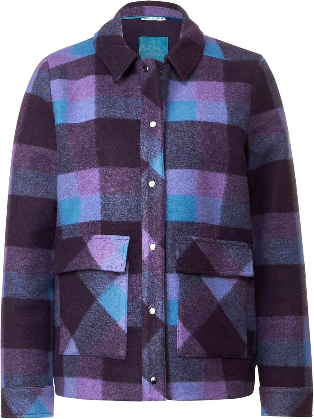 Street One Damen Übergangsjacke Kariert 38 Lupine Lilac, 38 Lupine Lilac