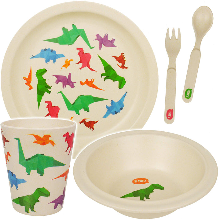 alles-meine.de GmbH 5 TLG. Set - Kunststoff - Geschirrset - Dinosaurier - Dino & T-Rex - BPA frei -