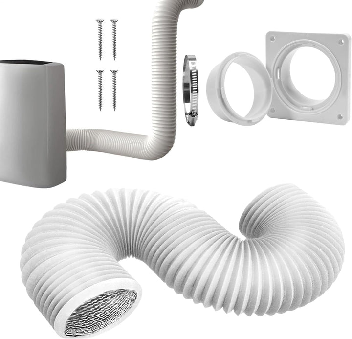 Mobile Klimaanlage Abluftset 150cm 4 Zoll PVC-Alu Flexschlauch Wandanschluss Platte Wandmontage Ersa