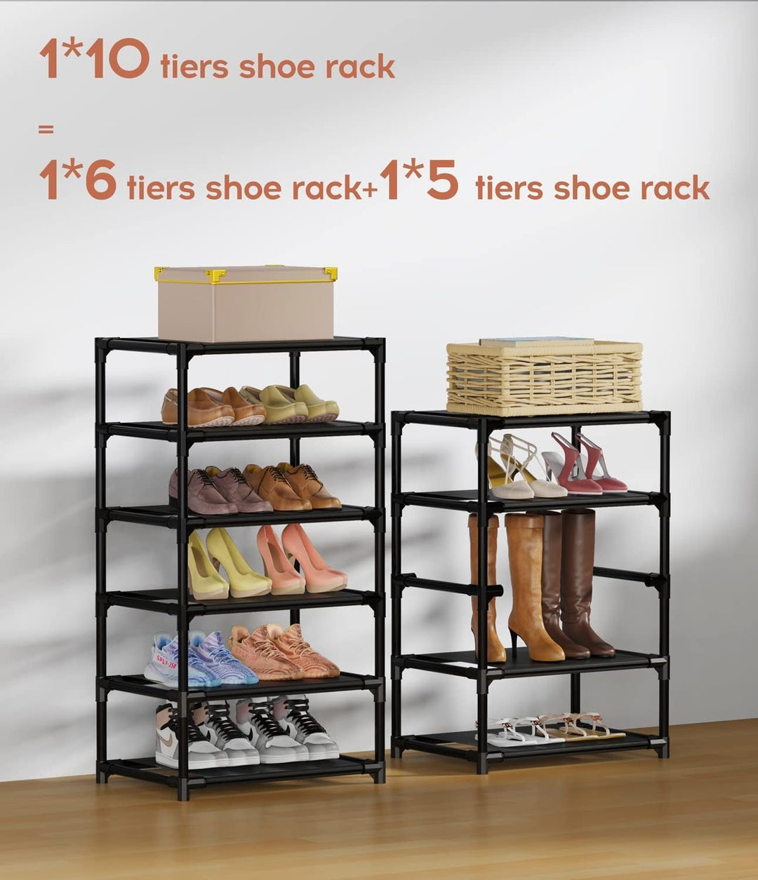 Schuhregal mit 11 Ebenen, Schuhschrank Hoch mit Staubdichtem Überzug für 20-22 Paar Schuhe, Schuhstä