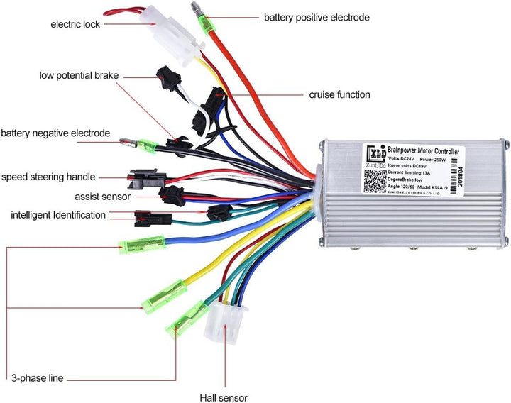 24V 13A 250W Bürstenloser Motorregler Aluminiumlegierung Shell Motor Drehzahlregler für Elektrofahrr