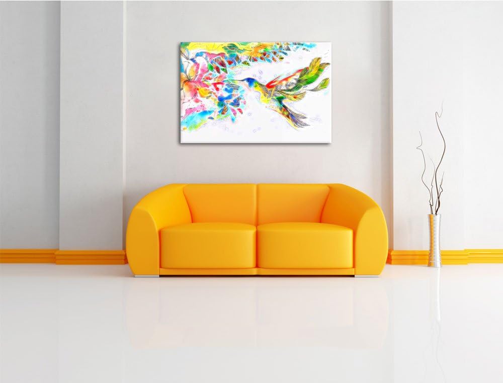 Kolibri Kunst Deluxe Format: 100x70 cm auf Leinwand, XXL riesige Bilder fertig gerahmt mit Keilrahme