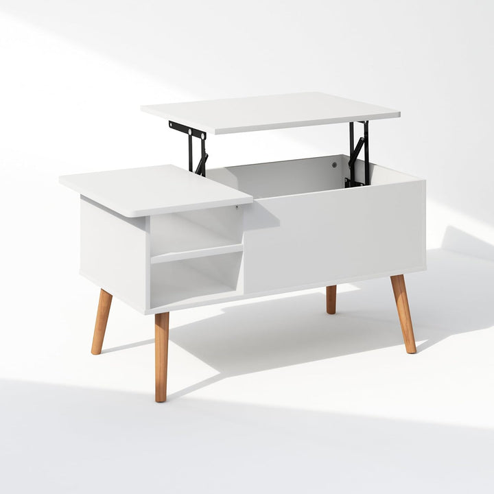 Furinno Jensen Couchtisch mit anhebbarer Tischplatte aus Holz mit verstecktem Fach und seitlich offe