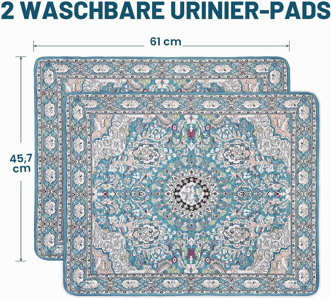 Washable Pee Pads for Dogs 2 Pack, 45 x 60cm Waterproof Non-Slip Reusable Puppy Pad with Fast Absorb