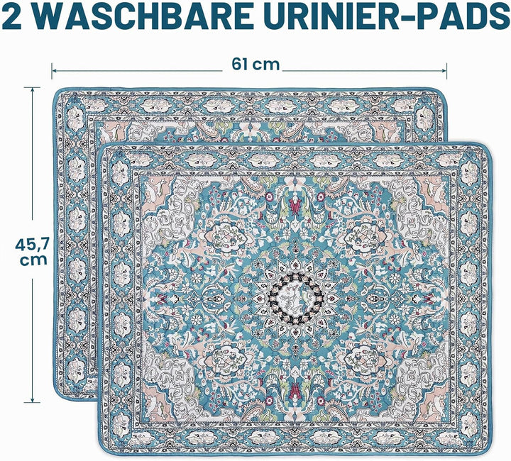 Washable Pee Pads for Dogs 2 Pack, 45 x 60cm Waterproof Non-Slip Reusable Puppy Pad with Fast Absorb