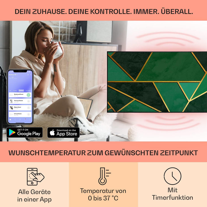 Klarstein Air Art Smart Infrarotheizung, Infrarot Heizung mit IoT/WiFi App-Steuerung, Erkennung Offe