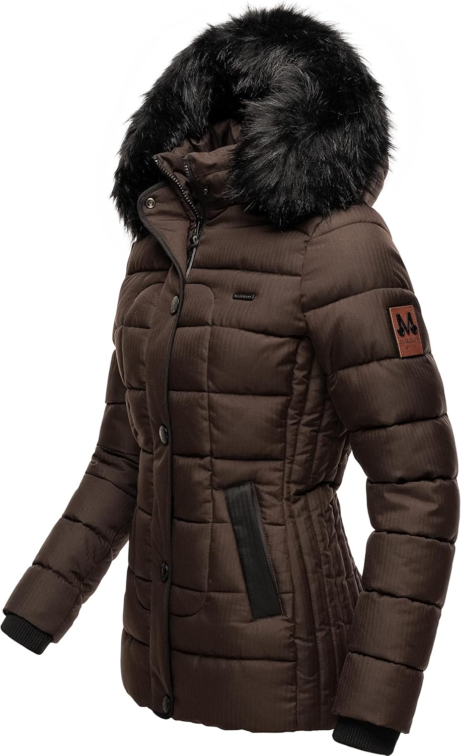 MARIKOO Damen warme Winter Steppjacke mit Kapuze Unique XS-XXL XS Dark Choco, XS Dark Choco