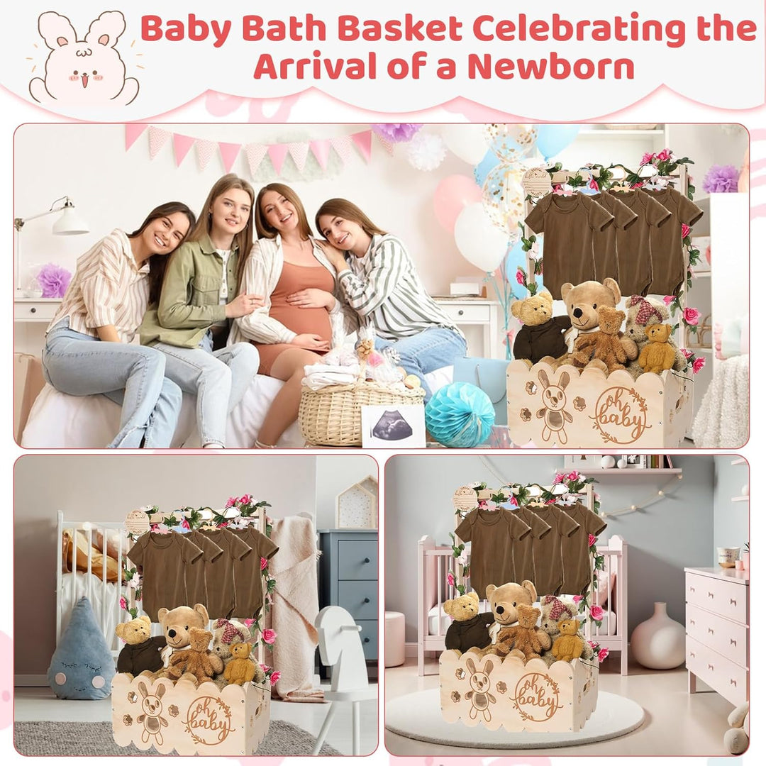 Holz Baby Geschenk Korb mit Griff, Baby-Aufbewahrungskorb Baby Dusche Kiste Schrank mit Kinder Kleid