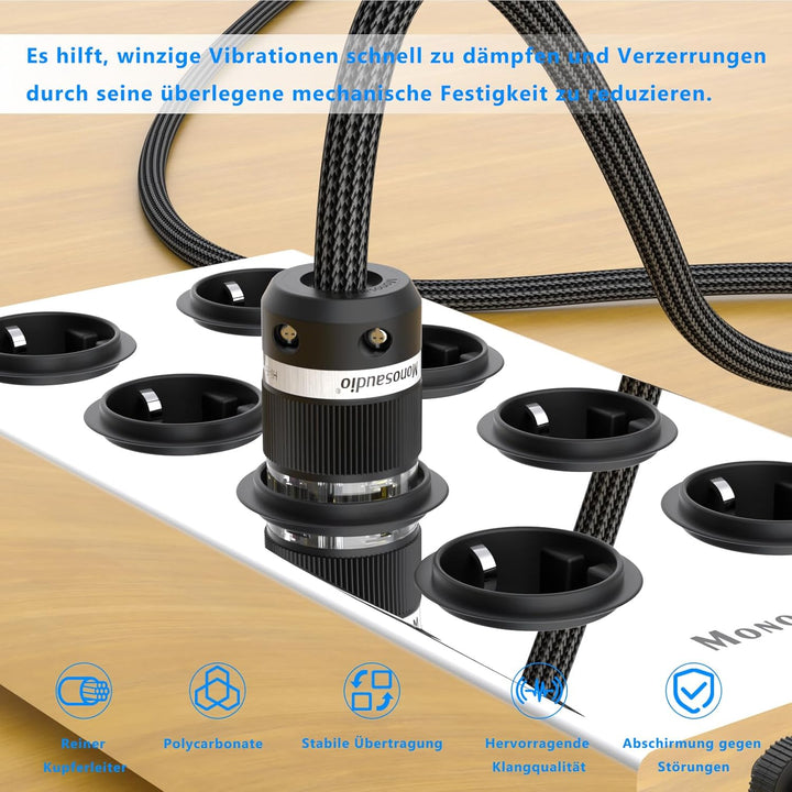 Monosaudio Paar Reines Kupfer Schuko Stecker E101/F101 AC 16A 250V Hi-End EU Netzanschluss, Euro Ste