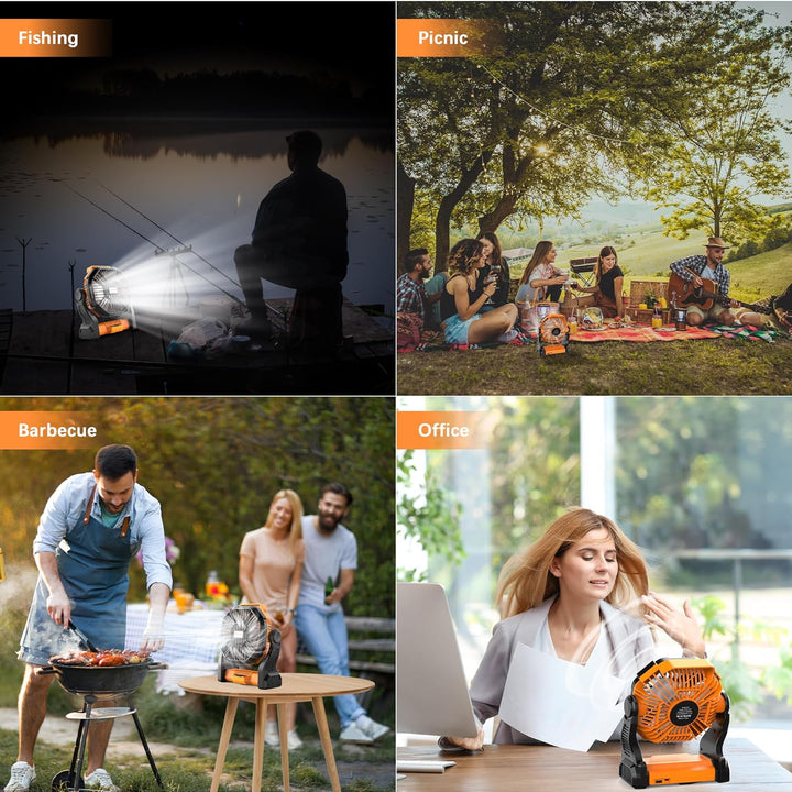 Kssvzz Camping Ventilator 20000mAh, 72 Stunden Akku Ventilator, 4 Geschwindigkeiten Tragbarer Ventil