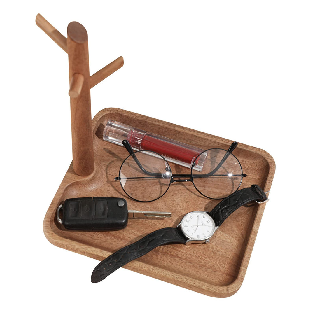 CYQGDKF Schlüsselschale für Eingangstisch, Holz-Tablett Organizer, Parfüm-Tablett für Kommode, 3 Ebe