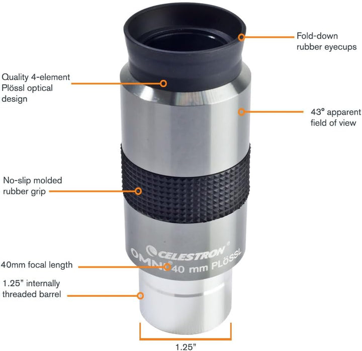 Celestron 93325 1-1/4-40 mm Omni Serie Okular, 40 mm