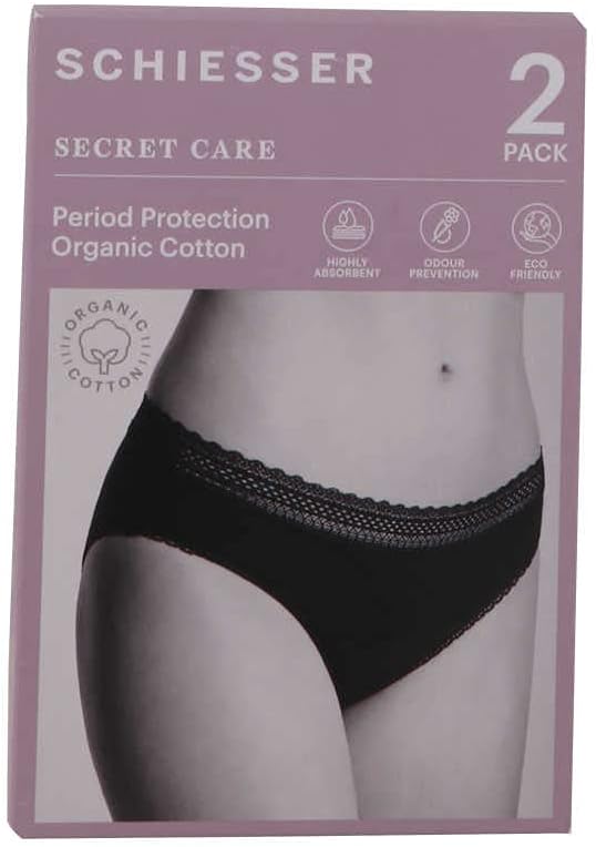 Schiesser Damen 2 PACK Menstruationswäsche/ Periodenslip auslaufsicher - Secret Care 42-44 Schwarz_1