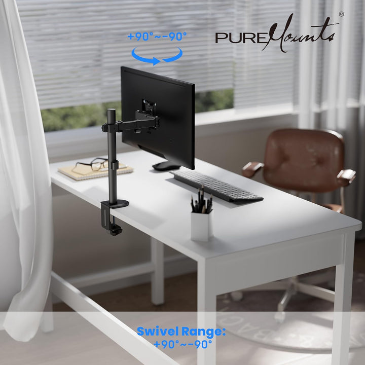 PureMounts Monitor Halterung, Monitorhalterung für 1 Bildschirm, 17 bis 32 Zoll, höhenverstellbar, n