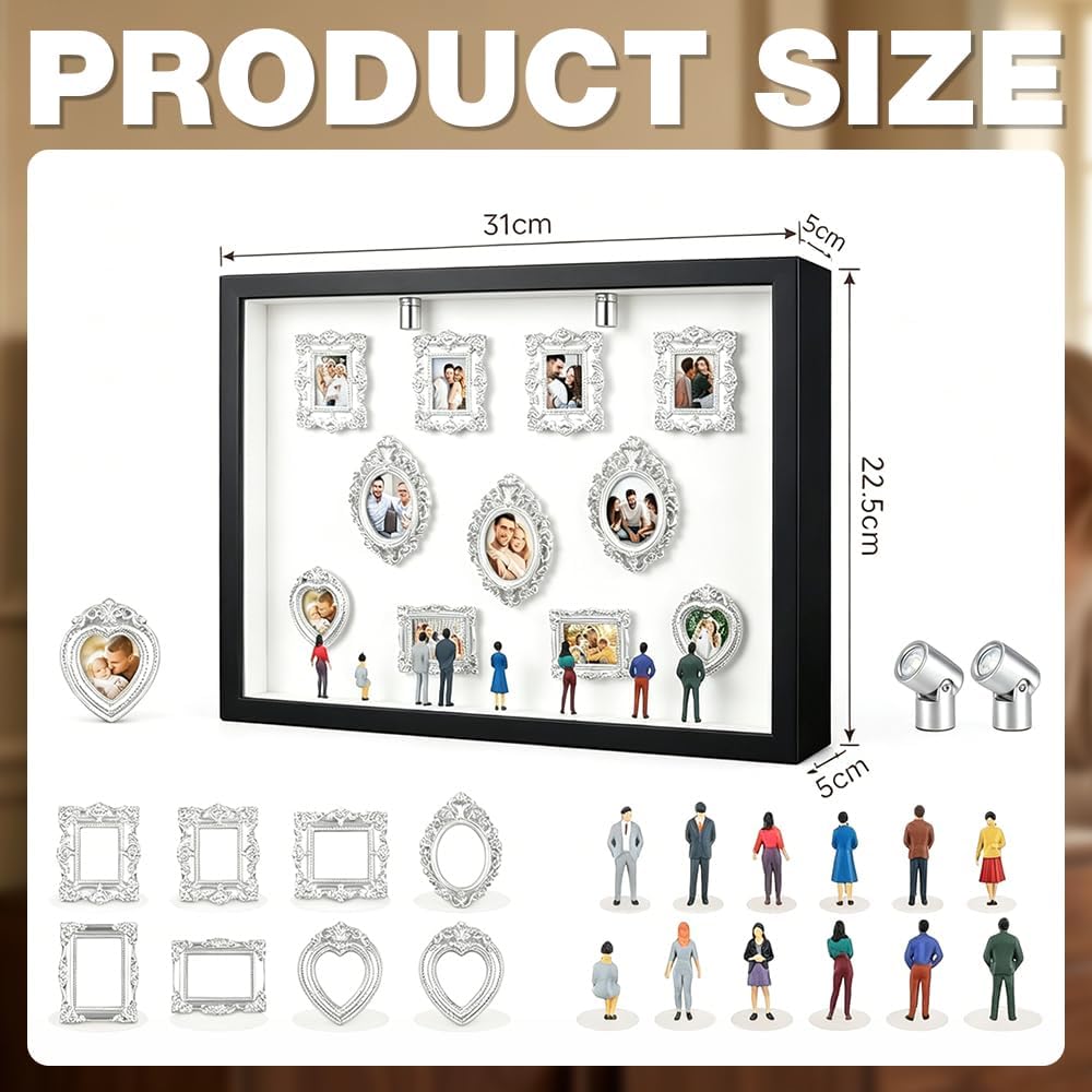 DIY Mini Museum Silhouette Box, ZMCVOE 11 PCS Mini Bilderrahmen Vintage & 8 Figuren, Museum of Us mi