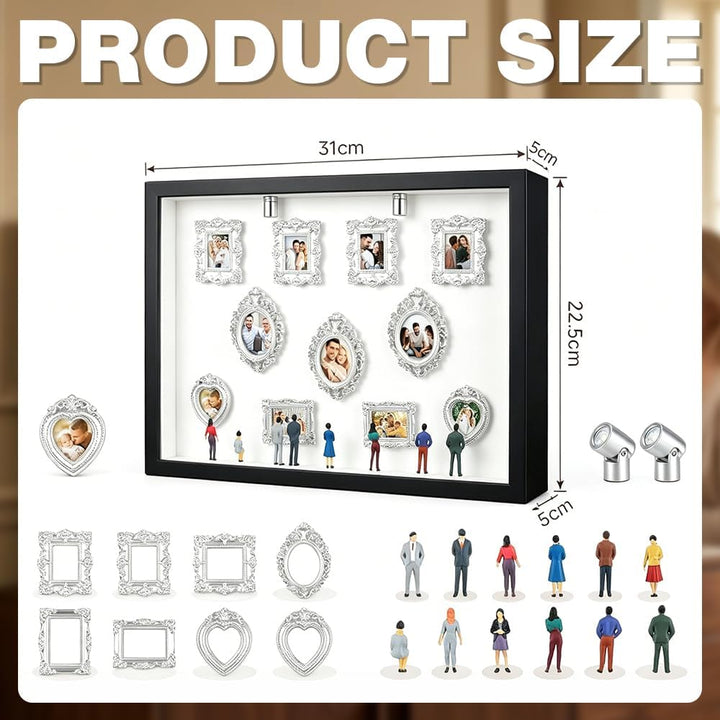 DIY Mini Museum Silhouette Box, ZMCVOE 11 PCS Mini Bilderrahmen Vintage & 8 Figuren, Museum of Us mi