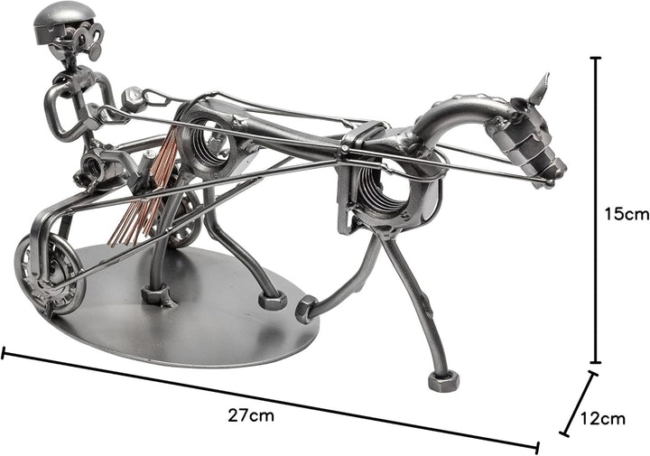 STEEMO Schraubenmännchen Fahrer Sulky Pferde-Geschenk Metall-Deko 27x12x15 cm