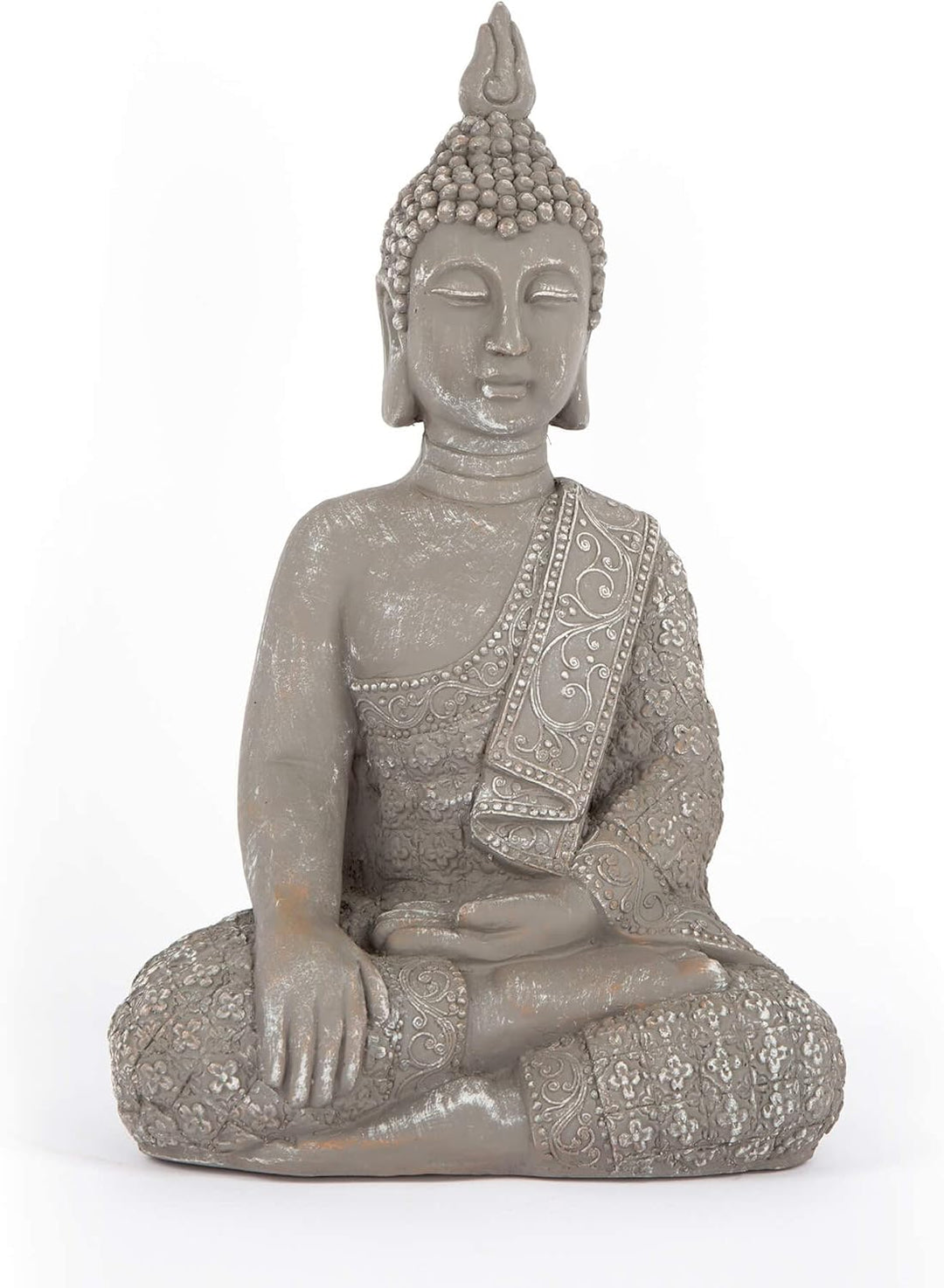 K&L Wall Art Grosse Buddhastatue Beton Grau Kunststein Buddha Feng Shui Deko Figur Garten Statue fro