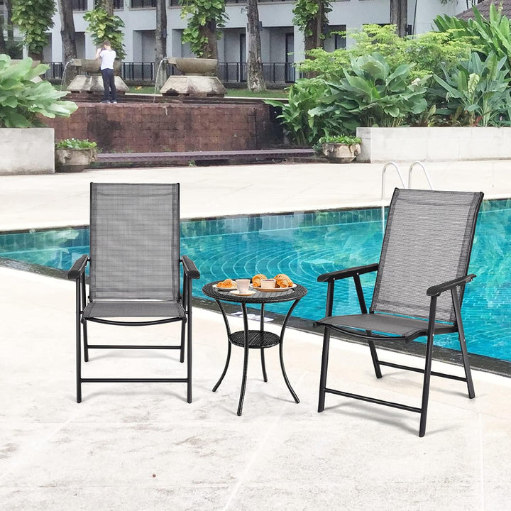 GOPLUS 2er Set Klappstuhl für Indoor und Outdoor, Gartenstuhl mit Rückenlehne und Armlehne, Balkonst