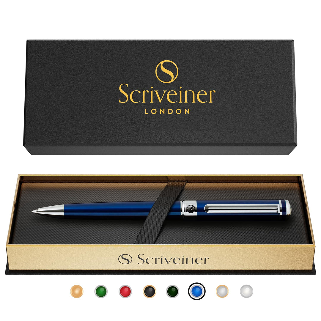 Scriveiner Kugelschreiber Midnight Blue - Hochwertiger Design Kugelschreiber in Mitternachtsblau mit