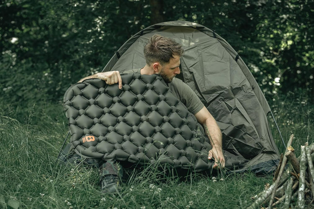 Einzelmatratze 188x58cm Olive - Ultraleichte Faltbare Isomatte für Camping, Wasserfestes Sitzkissen