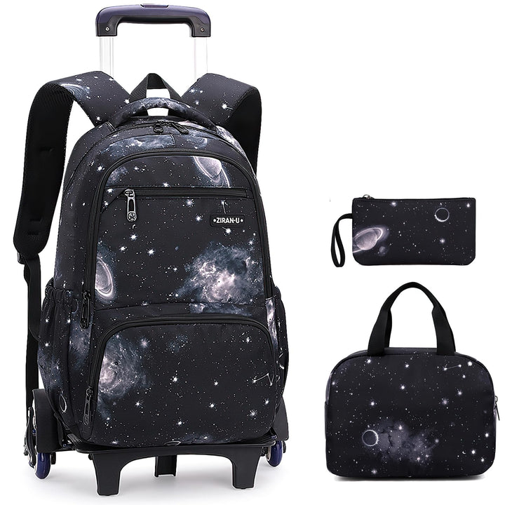 3pcs Schulrucksack Jungen mit Rollen Rucksack Trolley Kinder Schulrucksack mit Rollen Schultasche Tr