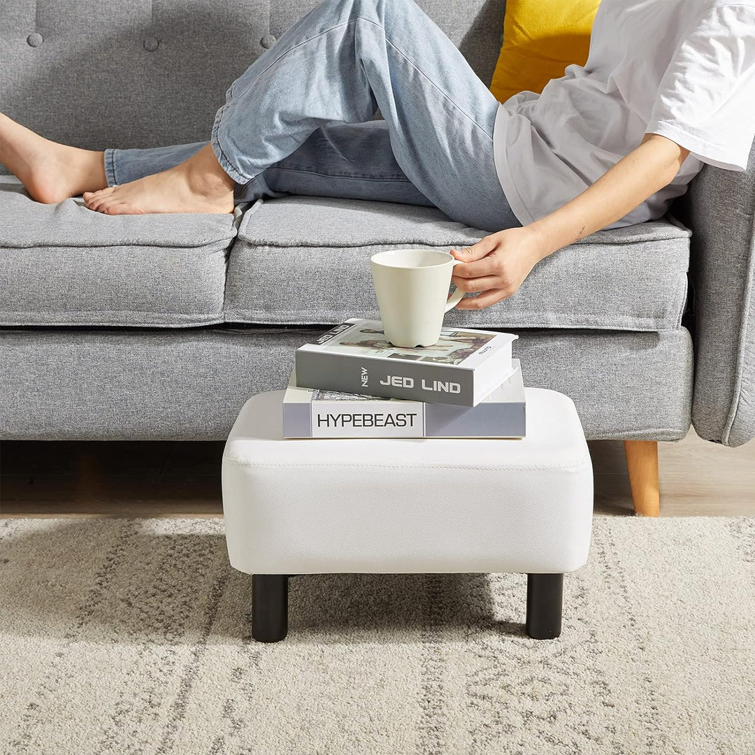 YMYNY Rechteckiger Fusshocker Sitzbank, 42 x 29 x 23 cm, Gepolsterter Hocker aus PU-Leder, mit Holzb