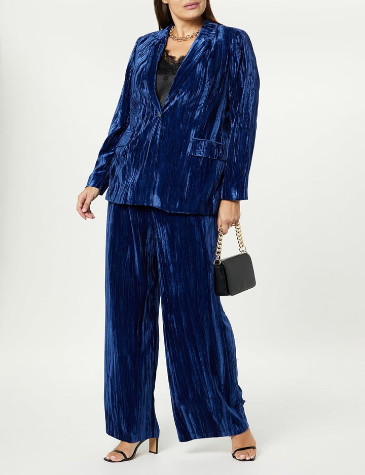 The Drop Hose für Damen, Lucia weites Bein, aus Samt, XL Saphirblauer Samt