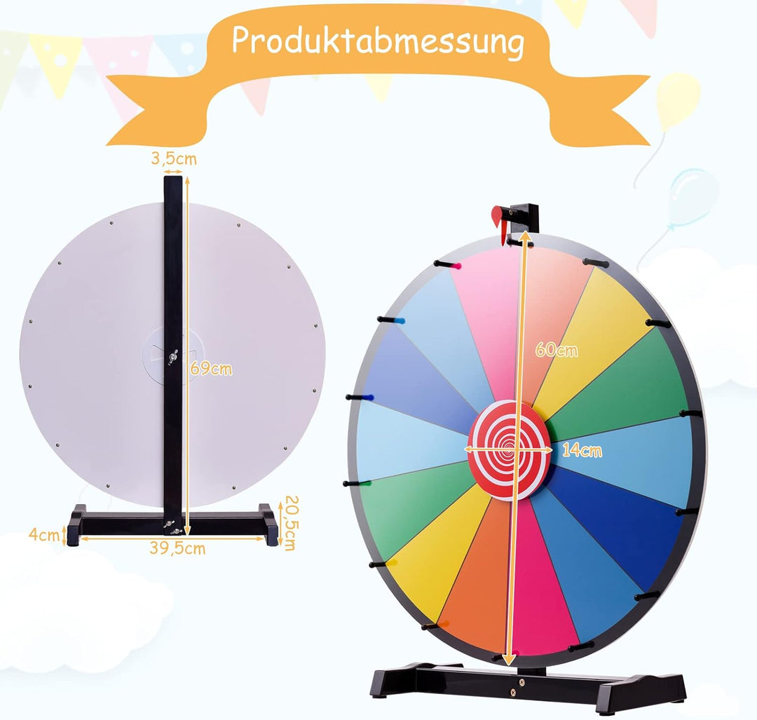 DREAMADE 24 Zoll Glücksrad zum drehen, Tischglücksrad für Lotteriespiele Wheel of Fortune Bunt, Prei