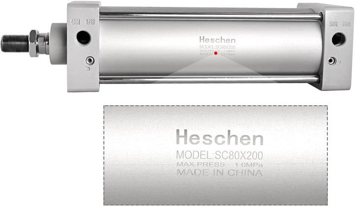 Heschen Pneumatischer Standard-Luftdruckzylinder, SC 80-200, PT3/8 Anschluss, 80mm Bohrung, 200mm Hu