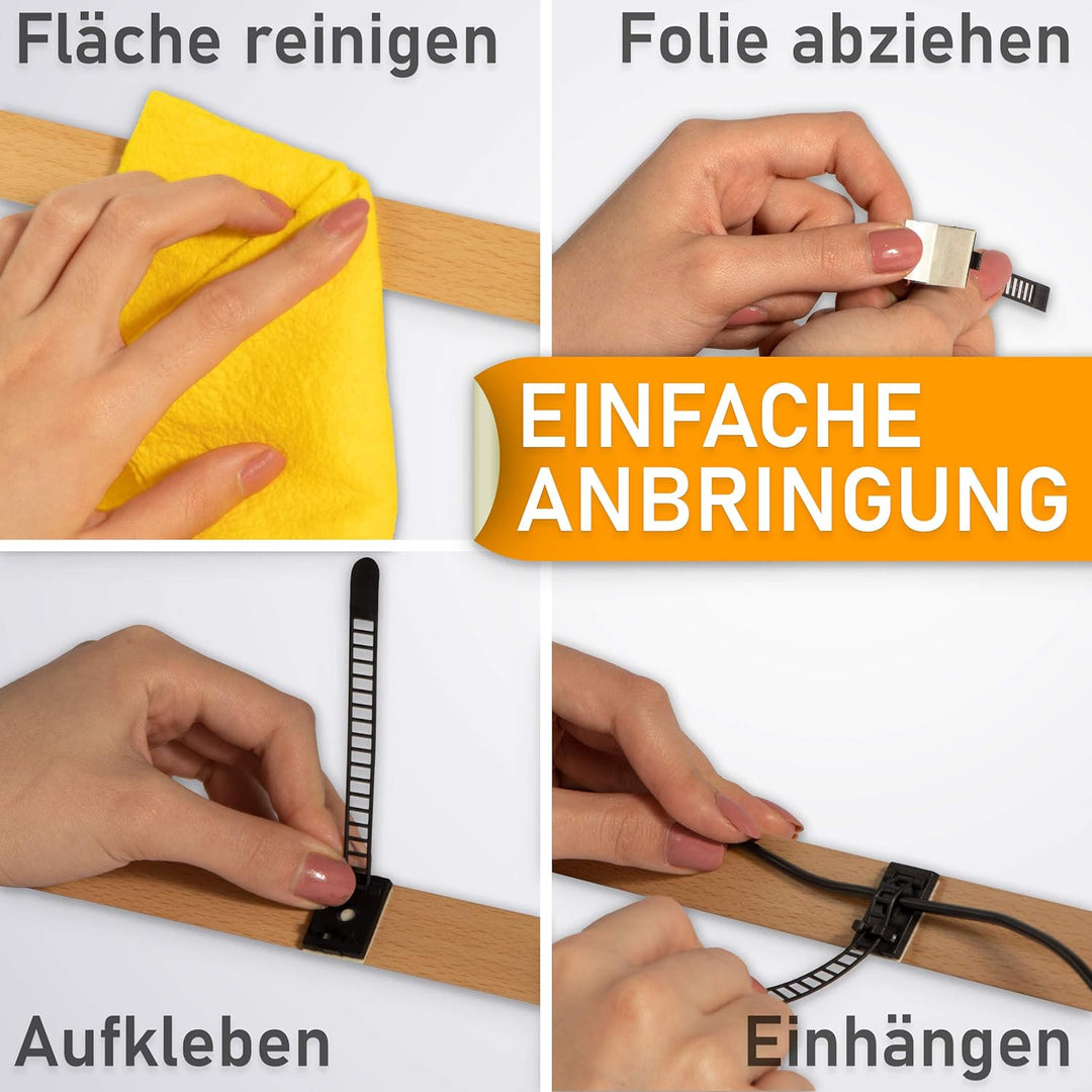 50 Stk. Kabelclips Kabelklemmen - selbstklebend als Kabelführung Kabelmanagement - Kabelhalter Kabel