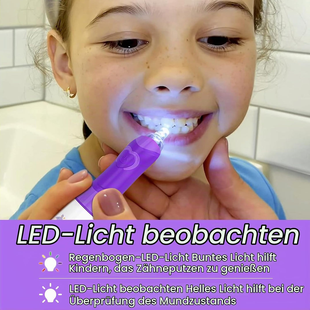 Seago Elektrische Zahnbürste Kinder ab 3-12 jahre Kinderzahnbürsten mit Farbigem Licht Smart Timer 4