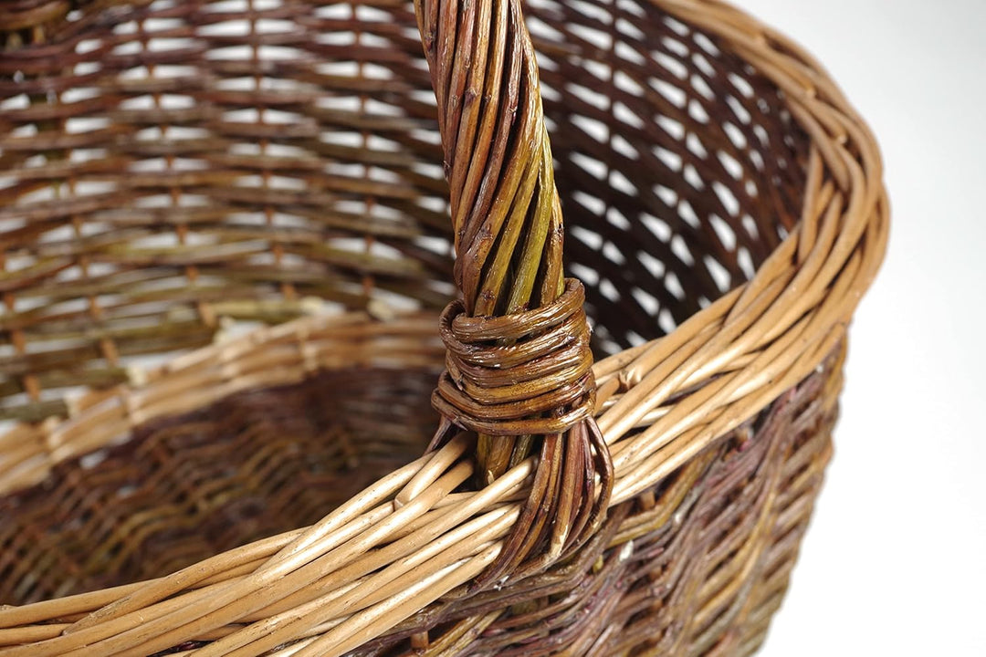 Kobolo Weidenkorb Einkaufskorb handgeflochten aus Weide mit Henkel 46x40x41 cm