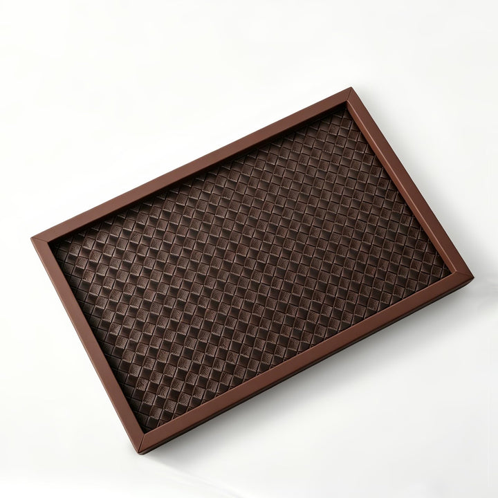 SANZIE Geflochtenes Leder Tablett für Schmuck Aufbewahrungstisch Tisch Organizer für Schlüssel, Tele