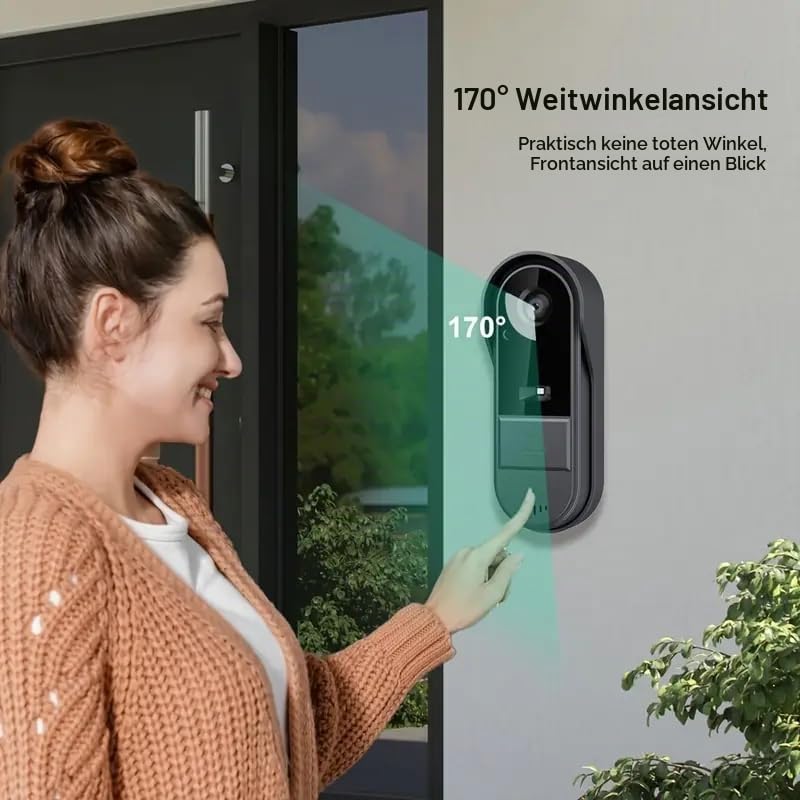 Zeerkeer Drahtlose Video Türklingel mit Kamera 1080P Kabellose Video Gegensprechanlage Family Interc