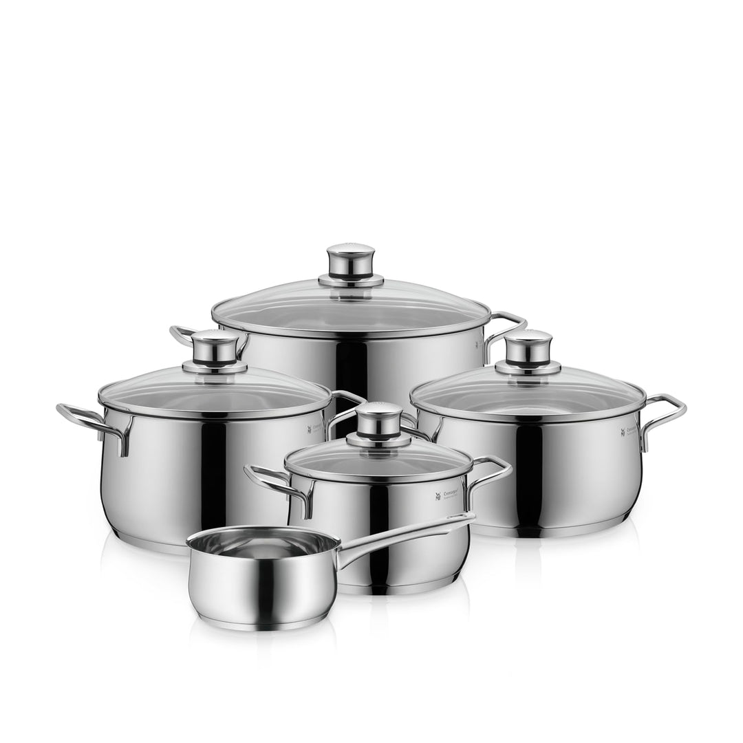 WMF Diadem Plus Topfset Induktion 5-teilig, Kochtopf Set mit Glasdeckel, Cromargan Edelstahl poliert