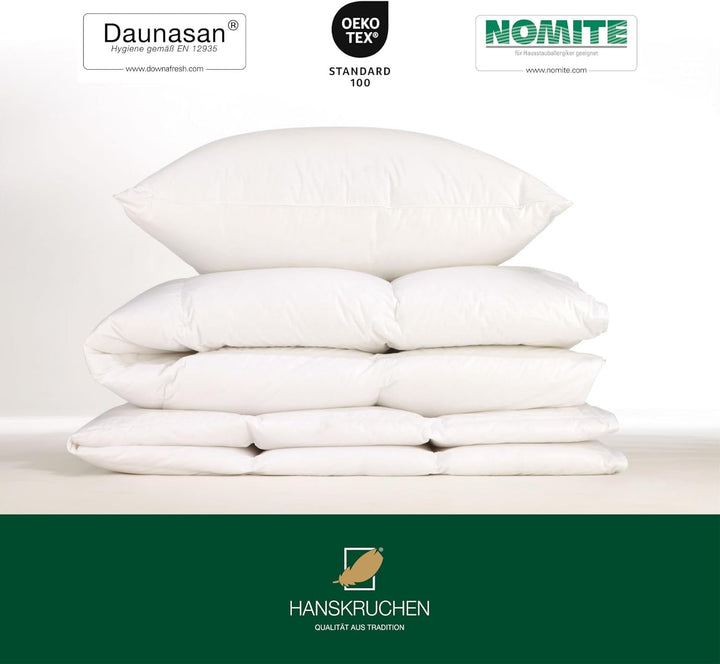 HANSKRUCHEN® Premium de Luxe Daunenkissen 80x80 cm - Made in Germany Daunen Kopfkissen aus 100% Baum