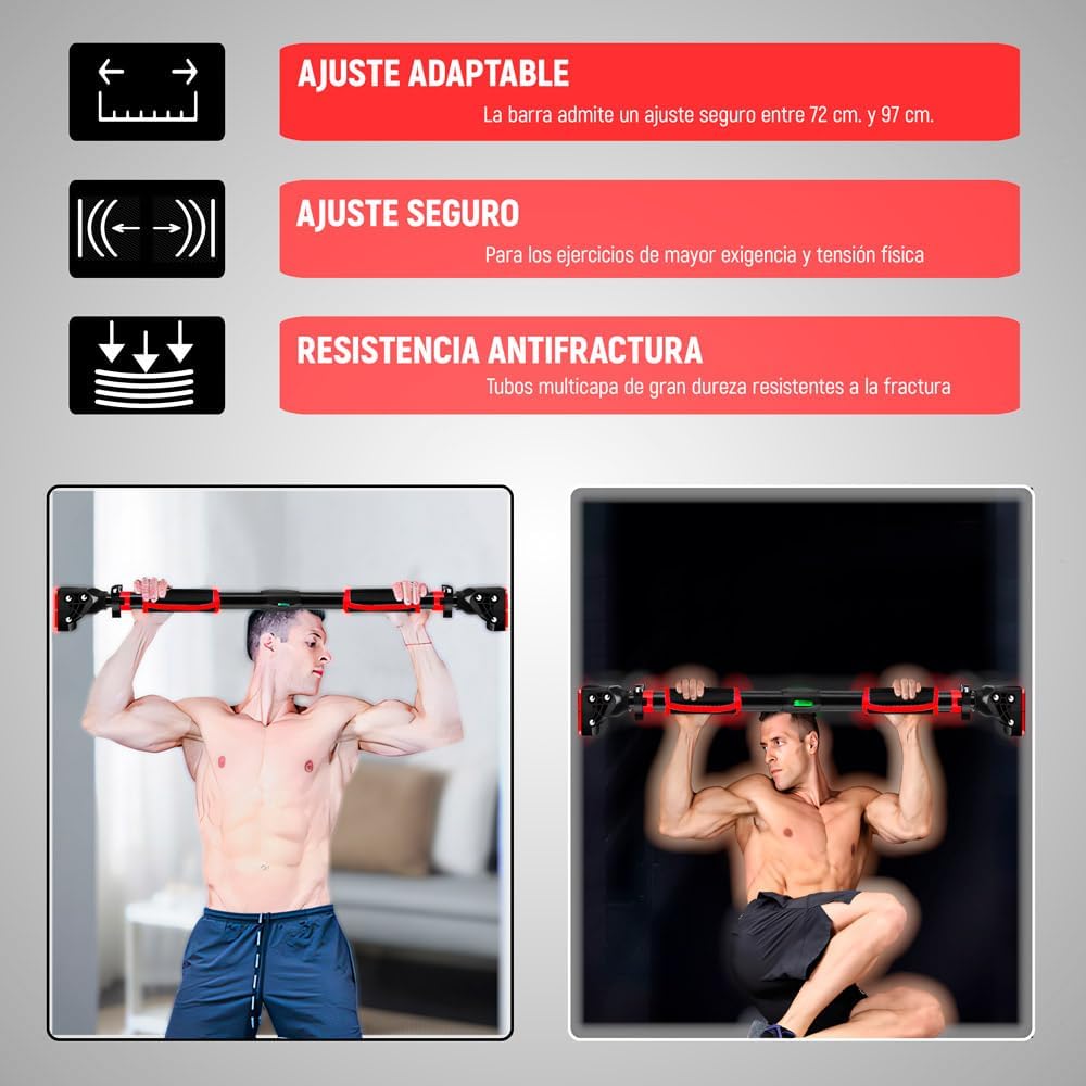 CAEMI Klimmzugstange für die Wand, verstellbar, 72-110 cm, bis 200 kg, Türreck ohne Schrauben, Pull
