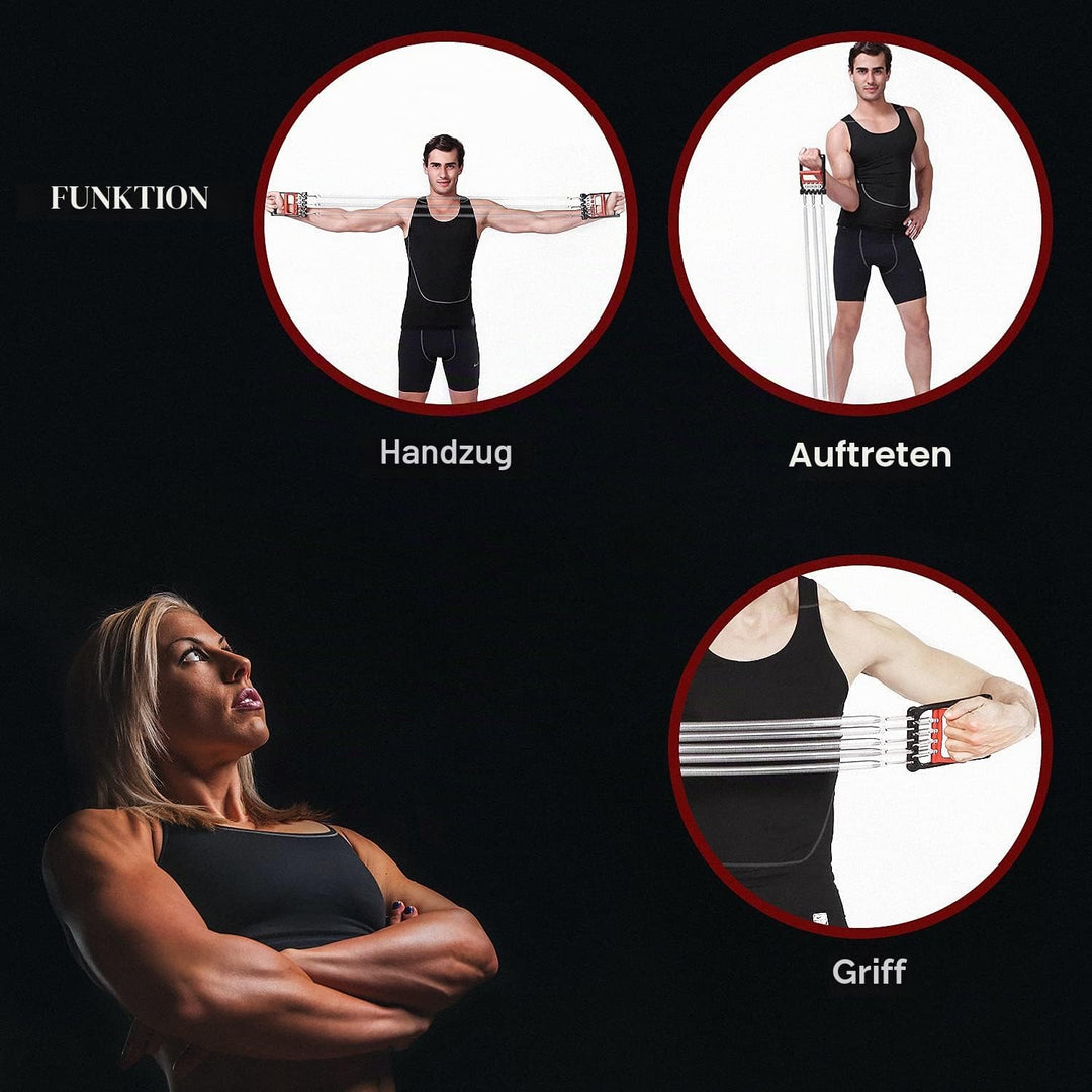 Chest Expander Verstellbar, Fitness Expander, Brust Expander für Männer &amp; Frauen, mit 5 Frühjahrs-Mu