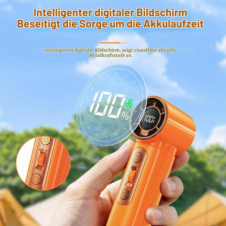 Tragbarer Handventilator 3000mAh Akku Mini Ventilator, USB Handventilator mit 100 Stufen, digitales