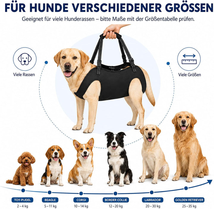 Tragehilfe Hund Gross, Hunde tragehilfe, Tragegeschirr Hund, Arthrose Geschirr Hund, Hundehebegeschi