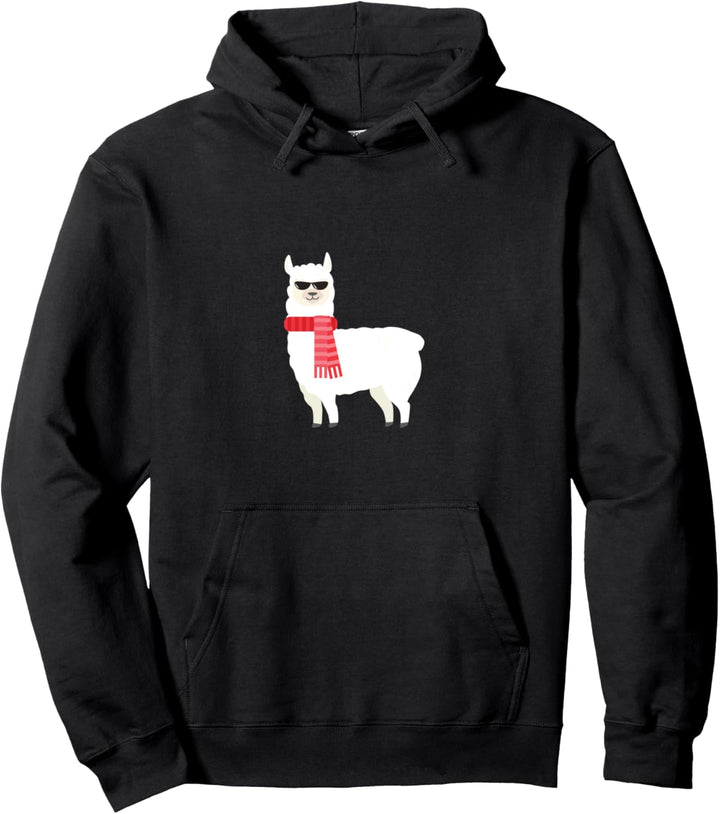 Cute & Adorable Llama With Cool Sunglasses Pullover Hoodie