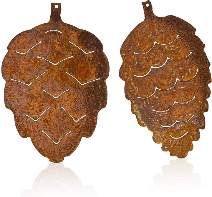Metall Zapfen zum aufhängen Edelrost Herbstdeko Rosthänger Baumhänger Made in Europa Höhe=20 cm 2er