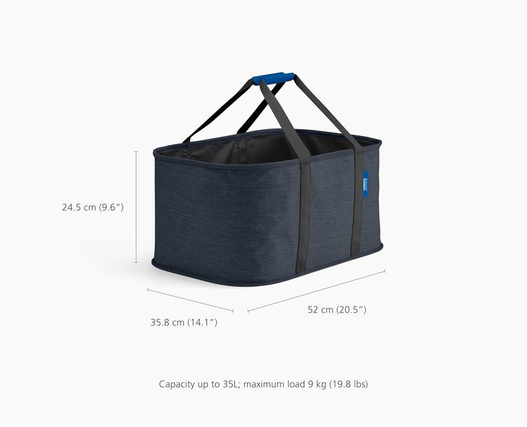 Joseph Joseph Hold-All faltbarer 35L Wäschekorb, Feuchtigkeitsabweisend, Strapazierfähig, Schwarz/Du