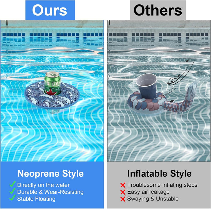 2 Stück Getränkehalter Pool Schwimmend Neoprene Schwimmender Pool Tablett Getränke Kühler Bierhalter