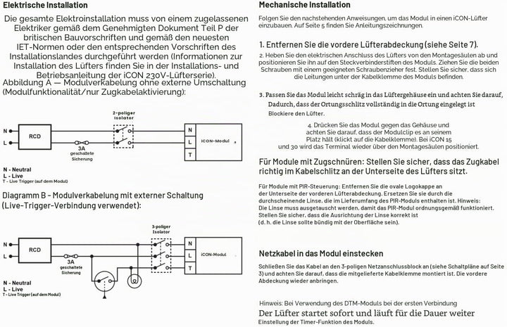 Airflow® iCON DTM Plug-in Timer & Delay Start Modul für iCON 15, iCON 30 & iCON 60 230V Abluftventil
